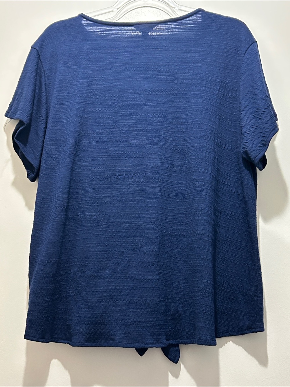 Waterproof Vintage Navy Button Front Tie Hem Short Sleeve Blouse XXL - Picture 4 of 4